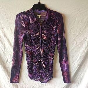 Sheer Purple Pilcro Floral Women's Top